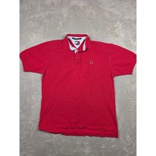 Vtg Tommy Hilfiger Polo Shirt Mens M Red Short Sleeve Crest Logo Pique Y2K Hole