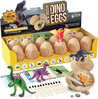 Dig a Dozen Dino Egg Kit for Kids - Easter Basket Stuffers - Dinosaur Toys Gift