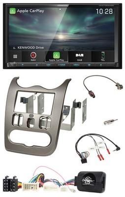 Kenwood Bluetooth USB 2DIN Lenkrad TMC DAB Navigation für Dacia ab 2012 dunkelsi