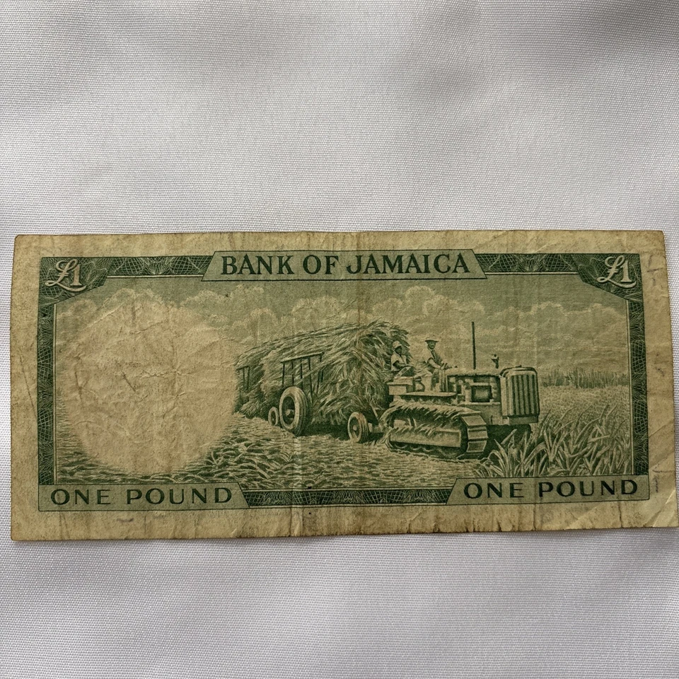 1960 Queen Elizabeth BANK OF JAMAICA ONE POUND BANKNOTE Bill - Image 2 of 4