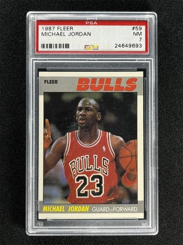 1987 Fleer Basketball Michael Jordan #59 Chicago Bulls PSA 7 NM