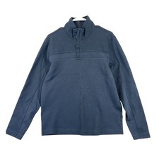 Perry Ellis 1/4 Zip Pullover Sweater Men's M Dark Blue Long Sleeve Cotton Blend