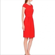 J Crew Crepe Cap-Sleeved Dress Bright Cerise Orange