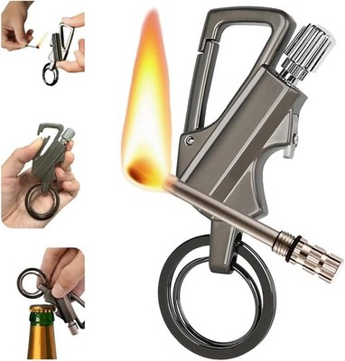 Permanent Match Infinity Lighter with Multitool Keychain Bottle Opener for Men