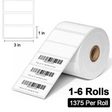 6 Rolls Thermal Labels 3" X 1" For Zebra UPC Barcodes Address Shipping Mailing