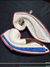 NEW STAR Meerschaum Premium Block Bent Pipe - 2 Stems