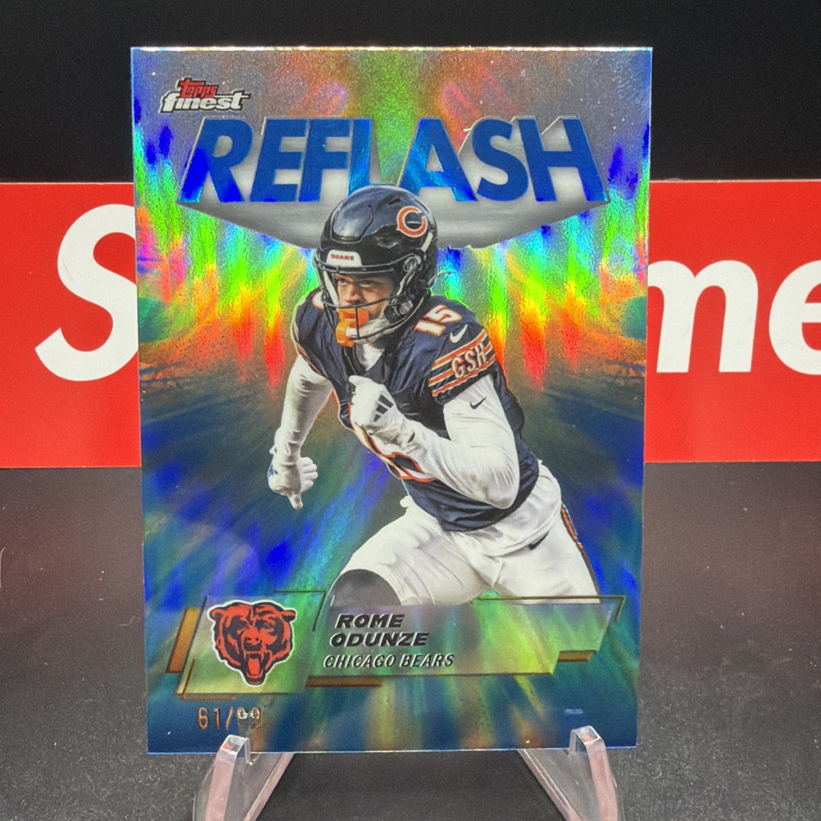 Rome Odunze 2025 Topps Finest Football #RF-12 Reflash Blue Refractor /99 Bears