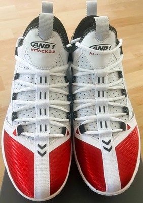 AND1 Basketballschuhe Attack 2.0 weiß/rot - Seltenes Farbschema (Gr. 46)