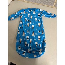Carters Baby Sleep Sack Blue Snowman Fleece 0-9 Months
