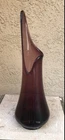VINTAGE GLASS SWUNG VASE L.E. SMITH AMETHYST FAT BOTTOM SMOOTHIE 16" BLENKO ERA