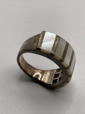 Designer Sterling Silver Inlaid Mother of Pearl Ring - Size 6.5