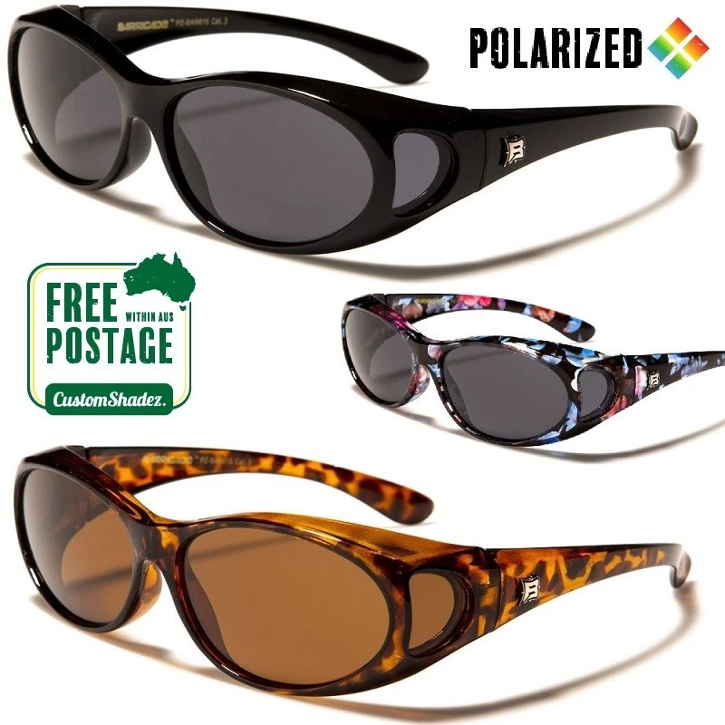 BARRICADE Polarised Fit Over Sunglasses - Oval - Wear Over Prescription Glasses- Polarized