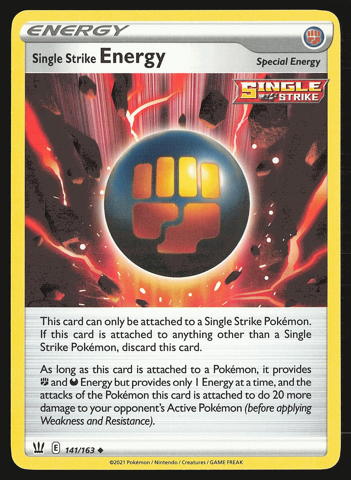 SWSH05: Battle Styles Single Strike Energy #141/163 Uncommon Pokemon Card