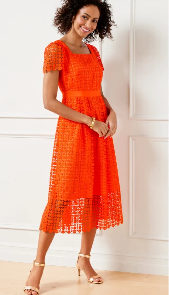 Lace Orange Fit & Flare Dresses for Women for sale | eBay
