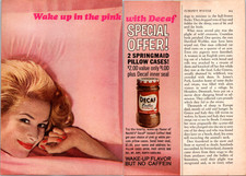 Nestlé's Decaf Vintage Magazine Ad 1950s 1960s Pink Woman Springmaid Offer