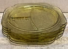 5 Federal Madrid Depression Glass Divided Grill Plates Yellow Amber 10 1/4"