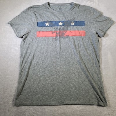 American Eagle T-Shirt Mens XL Gray Patriotic Distressed Stars Eagle Graphic