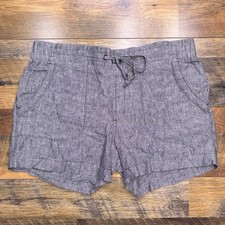 Athleta Linen Shorts Womens 12 Mid Rise Draws...