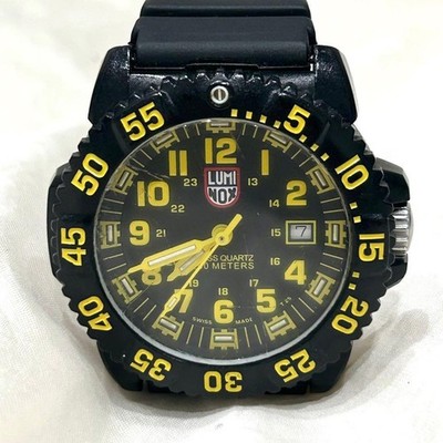 LUMINOX 3050 Navy SEALs Military Black Yellow Dial Men Rubber