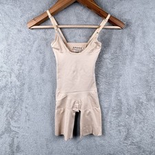 Spanx Bodysuit Womens S Nude Power Series Tummy Control Open-Bust Mid-Thigh