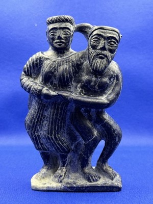 Lapis Lazuli Stone Sculpture Two Figures Handmade Art Statue 17cm