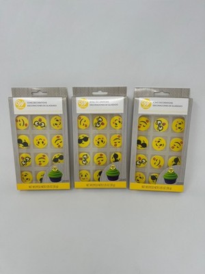 3-Pack New Wilton Emoji Icing cake Decorations  Fun Cake & Cupcake Toppers