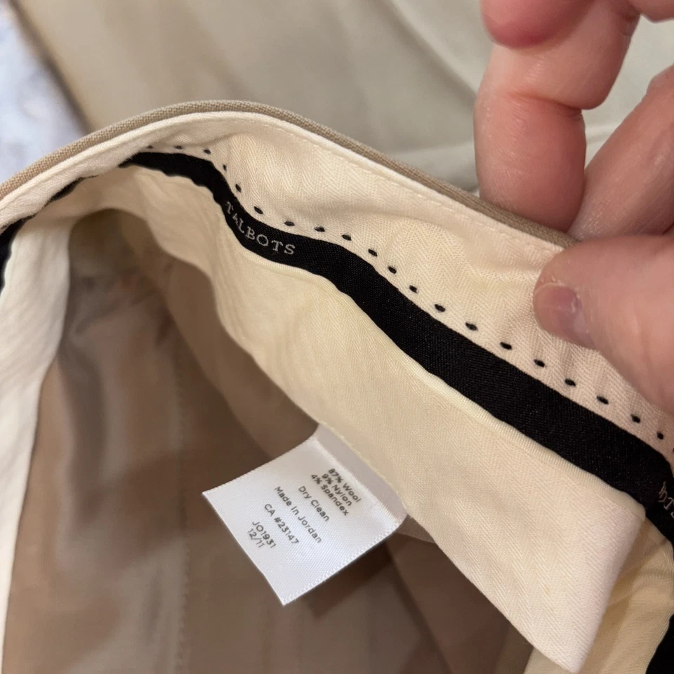 Pantalones de vestir Talbots mezcla de lana para mujer talla 10 tostados pierna curvilínea elástica oficina Foto 2 de 4