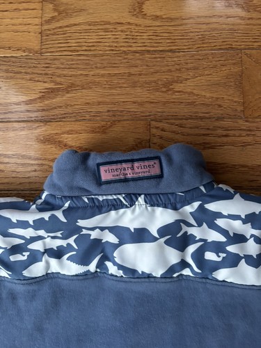 Vineyard Vines Fleece Pullover Quarter Zip Sharks Blue Youth Kid’s Unisex XL - Picture 8 of 9