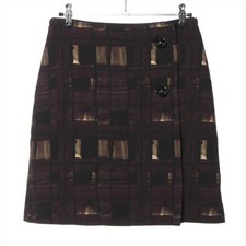 Prada Authentic Wool Wrap Skirt Knee Length 0 to 2US Check Brown Clothing ladies
