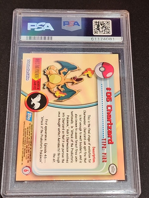 1999 Topps Pokemon T.V Charizard #6 Foil 1st edition Blue Logo PSA