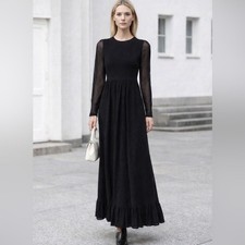 GANNI Black Sheer Sleeve Maxi Dress Size EU 36 (S) Minimalist Scandinavian Style