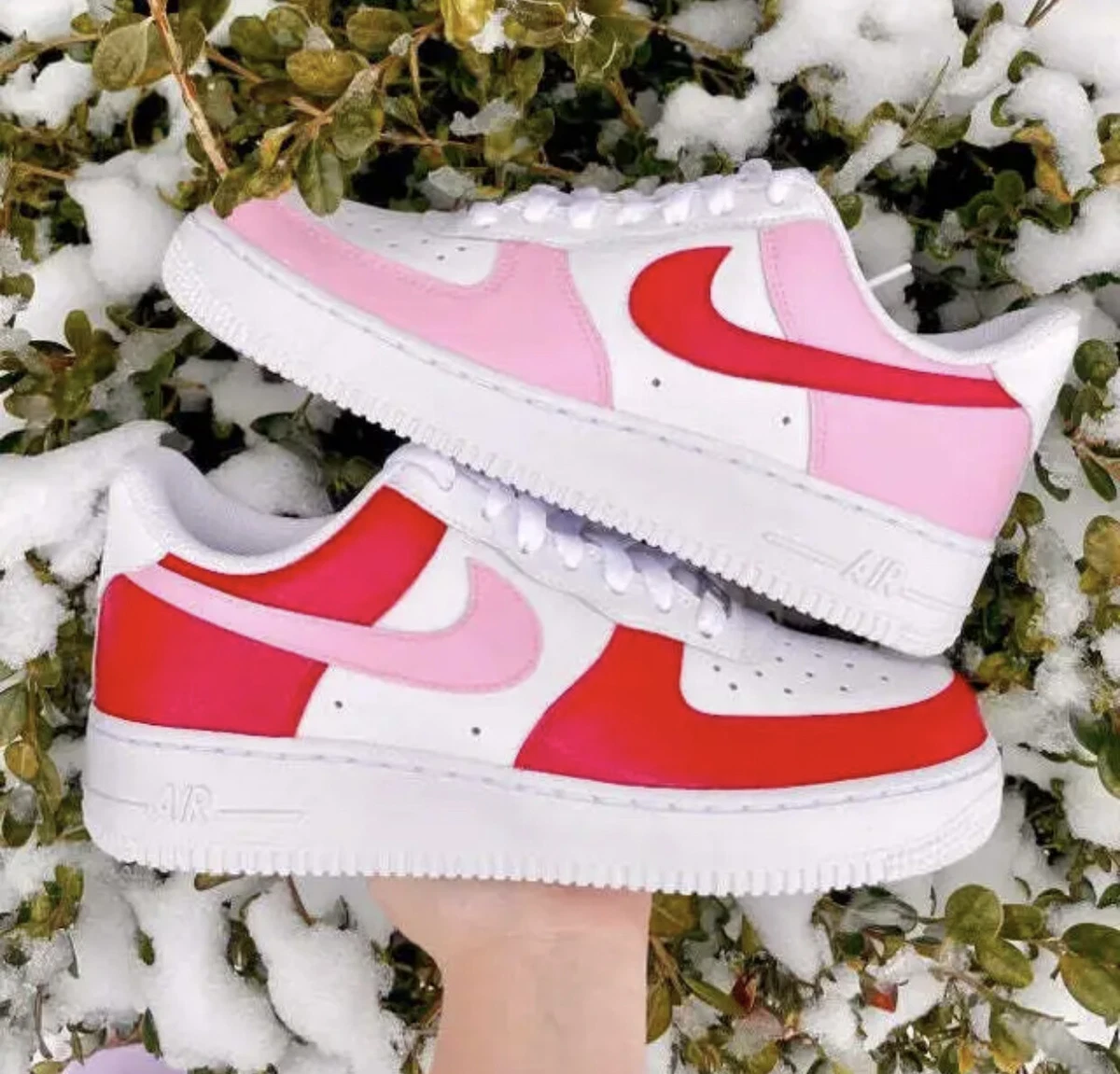 Nike Air Force 1 Low White Custom paint shoes (Red Pink)