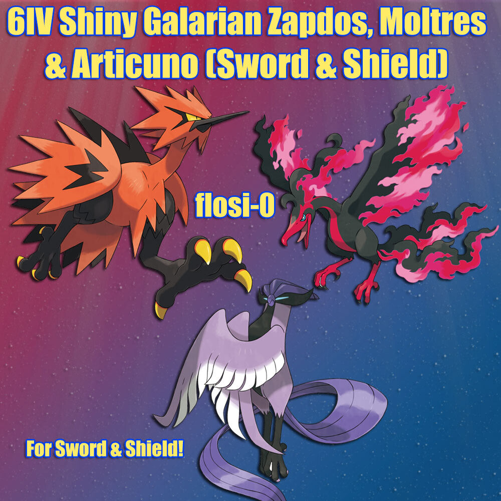 SHINY 6IV Articuno Zapdos Moltres Pokemon Sword and Shield 