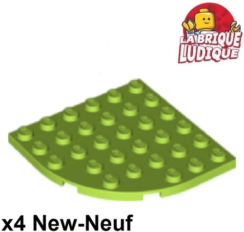 LEGO 4x Flach Rund Platte Rund Corner 6x6 Grün Lemon/Lime 6003 Neu