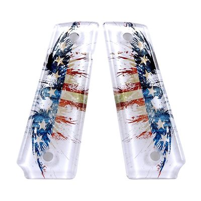 Custom 1911 Full Size Diamond Polish Ergonomic Acrylic Grips American Eagle 