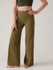 Athleta LT L TALL Elation Wide Leg Pant, Acacia Olive Pants Yoga Lounge NWT NEW