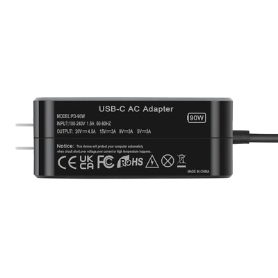   90W 45W 27W 15W USB C Type C Wall Charger Output 20V/4.5A 15V/3A 9V/3A 5V/3A