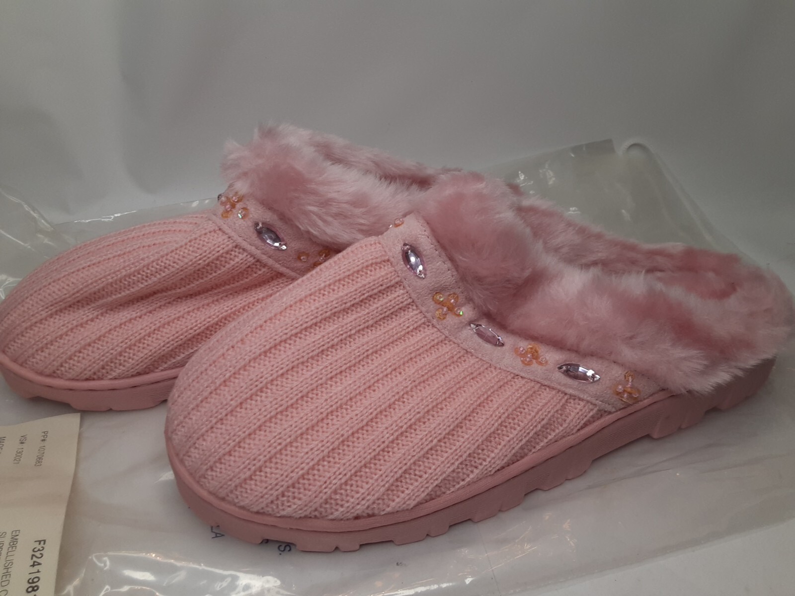 SAOLA Pantofole Abbellite Suola in Gomma Finta Pelliccia Foderate Rosa Rosa Rosa Cablate S 5 6