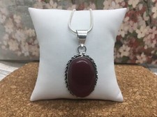 18 Necklace 2 Rubylite Gemstone Pendant 925 Silver Plated New 4557