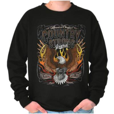 Country Strong  Brands Flaming Eagle Engine Womens or Mens Crewneck Sweatshirt