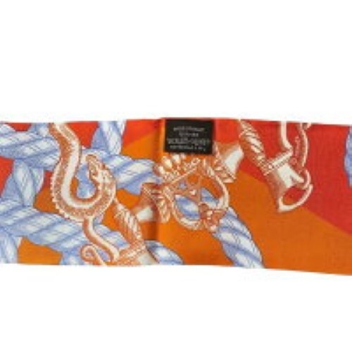 Hermes Della Cavalleria Scarf Maxi Twilly Stole Silk Orange Red - Picture 5 of 8