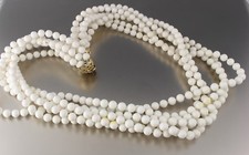 VINTAGE 50  S MULTI 6 STRAND WHITE PLASTIC BEAD NECKLACE