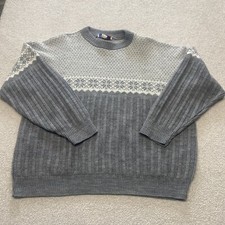 Vintage American Pride Nordic Fair Isle Knit Pullover Sweater Size 18W Gray USA