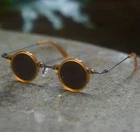 Vintage Round Brown sunglasses men brown polarized sunglasses yellow glasses