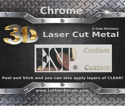 ESP Custom Guitar Decal 3D Metal Chrome headstock Restoration decal Sticker M31b