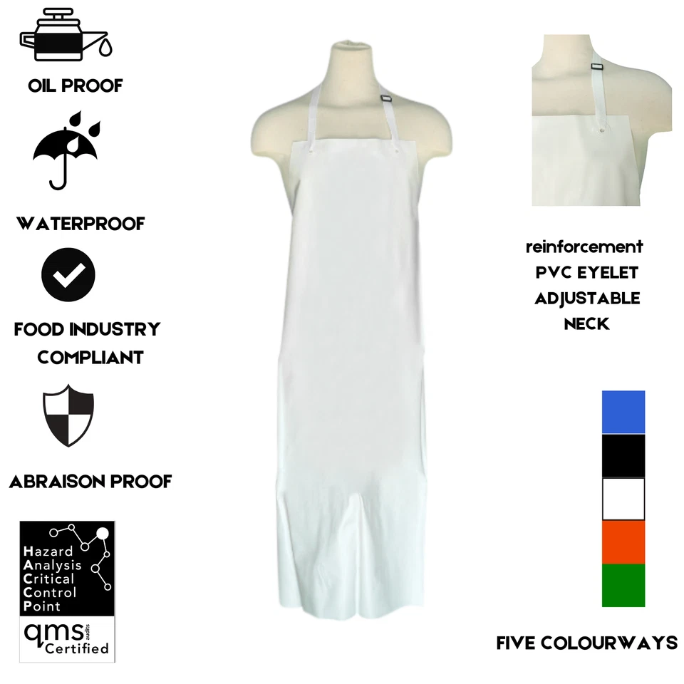 Heavy Duty Protective Work Apron Waterproof PVC Plastic-Butcher Cleaner Kitchen - Image 4 of 4