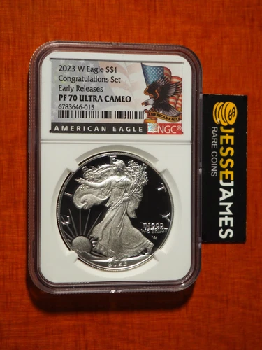 2023 W PROOF SILVER EAGLE NGC PF70 ULTRA CAMEO EARLY RELEASE CONGRATULATIONS SET