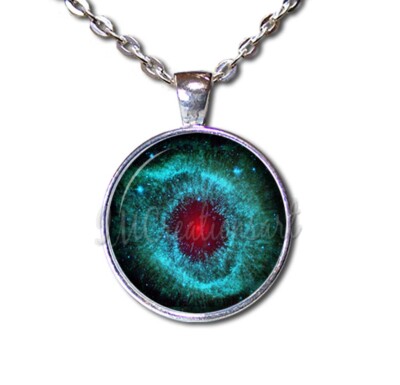 Helix Nebula Outer Space Universe Science Handmade ROUND Glass Pendant Necklace