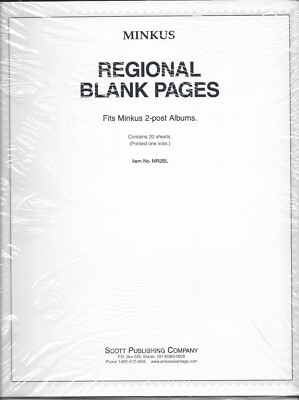 Pkg. 20 Minkus 1-Sided 2-Post Regional Country Blank Pages MR2BL