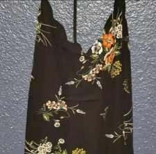 Stitch Fix Nine Britton Black Floral Halter Dressy Top Shirt L NEW W TAG